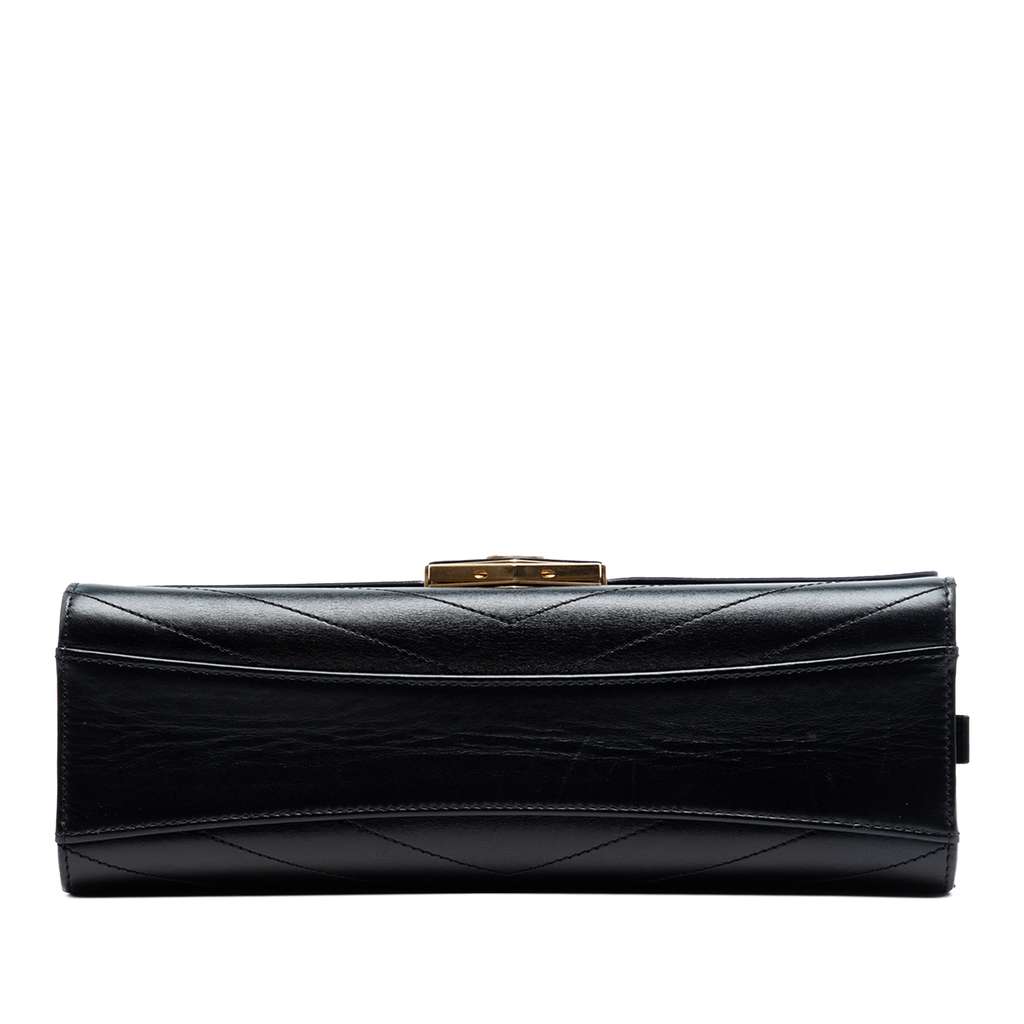 Chanel CC Chevron Calfskin Medal Flap Black Leather Good condition - Inside View