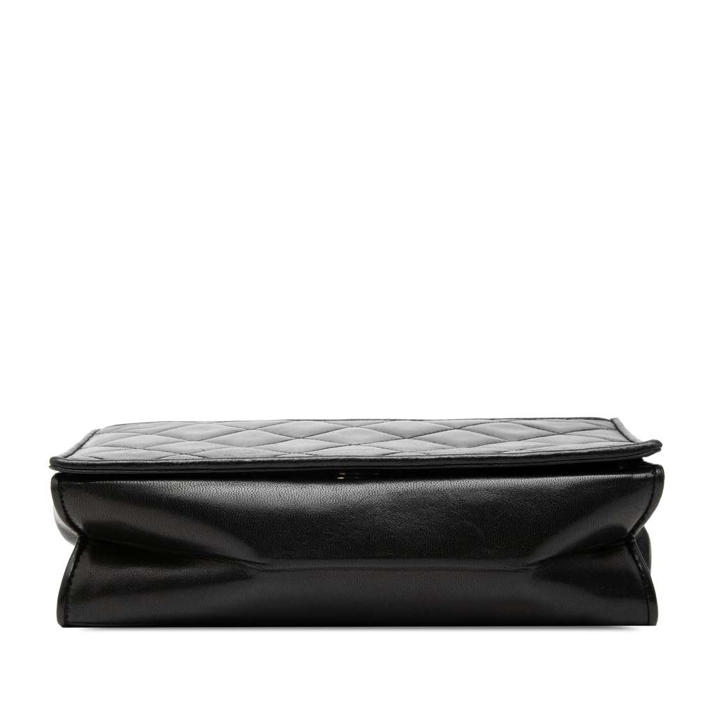 Chanel CC Quilted Lambskin Full Flap Crossbody Black Leather Good condition - Inside View