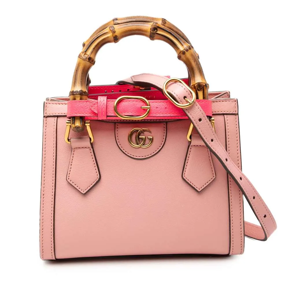 Gucci Mini Calfskin Bamboo Diana Satchel Pink Leather Very good - Front View