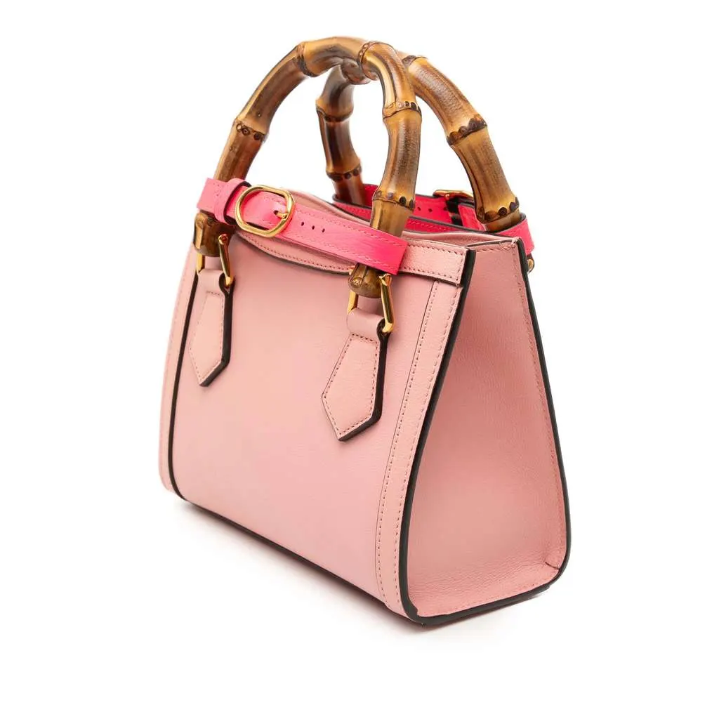 Gucci Mini Calfskin Bamboo Diana Satchel Pink Leather Very good - Back View