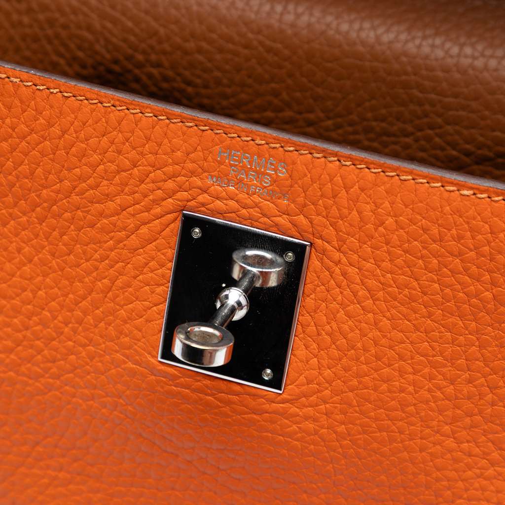 Hermès Clemence Arlequin Kelly II Retourne 32 Orange Leather Good condition - Box View