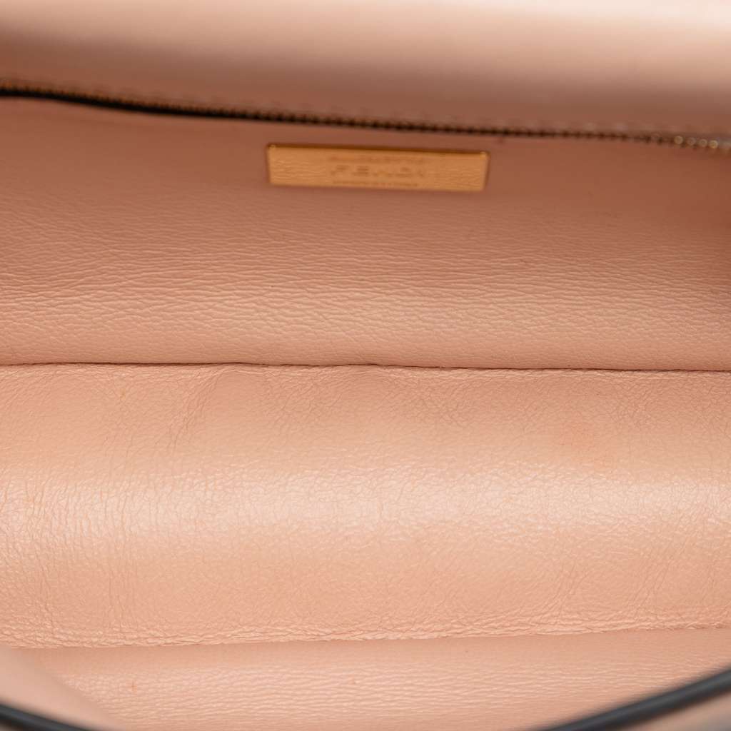 Fendi Zucca Embossed Leather Chain Midi Baguette Pink Leather Good condition - Model View