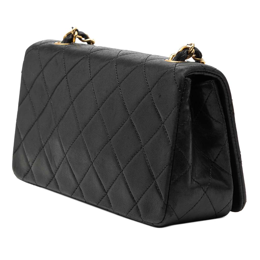 Chanel Mini CC Quilted Lambskin Full Flap Black Leather Good condition - Back View
