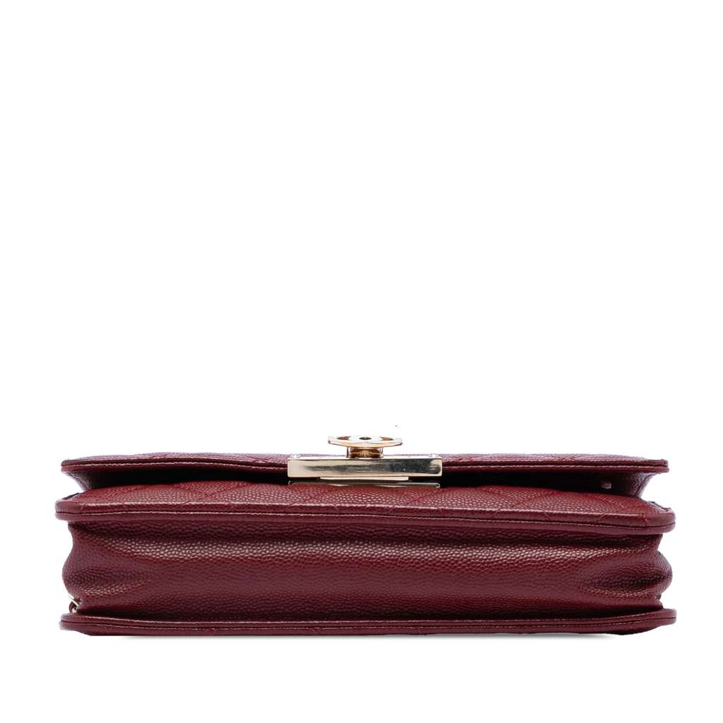 Chanel Quilted Caviar Golden Class Wallet On Chain Red Leather Good condition - Inside View
