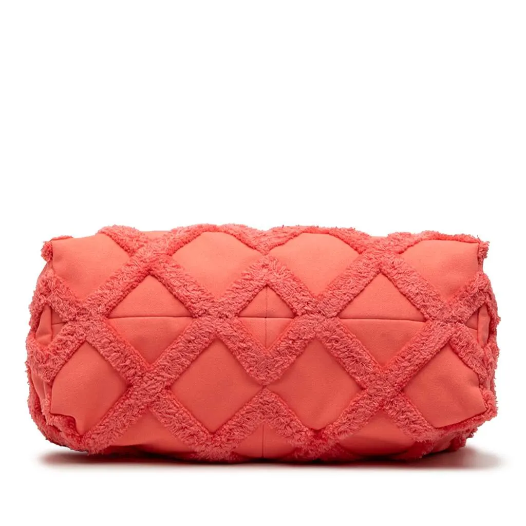 Chanel Large Cotton Canvas CC Embrace Hobo Bag Pink Canvas Good - Inside View