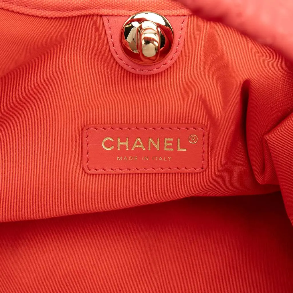 Chanel Large Cotton Canvas CC Embrace Hobo Bag Pink Canvas Good - Box View