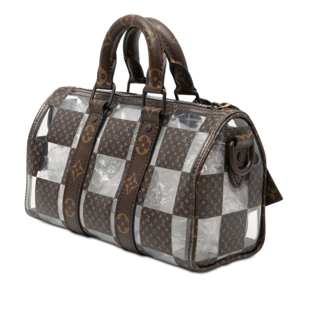 Louis Vuitton PVC and Monogram Chess Keepall Bandouliere 25 Brown Good condition - Back View