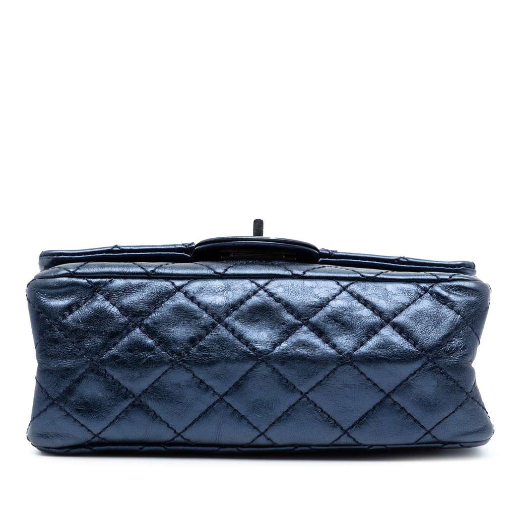 Chanel Metallic Aged Calfskin Reissue 2.55 Double Flap 224 Blue Leather Good condition - Inside View