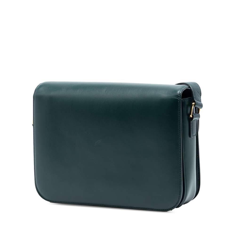 Celine Large Shiny Calfskin Triomphe Crossbody Green Leather Good condition - Back View