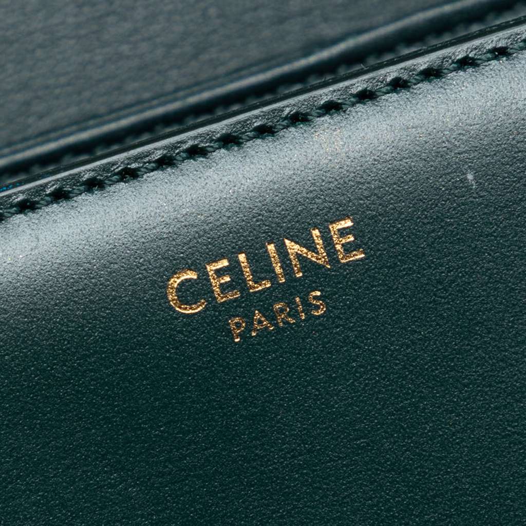 Celine Large Shiny Calfskin Triomphe Crossbody Green Leather Good condition - Box View