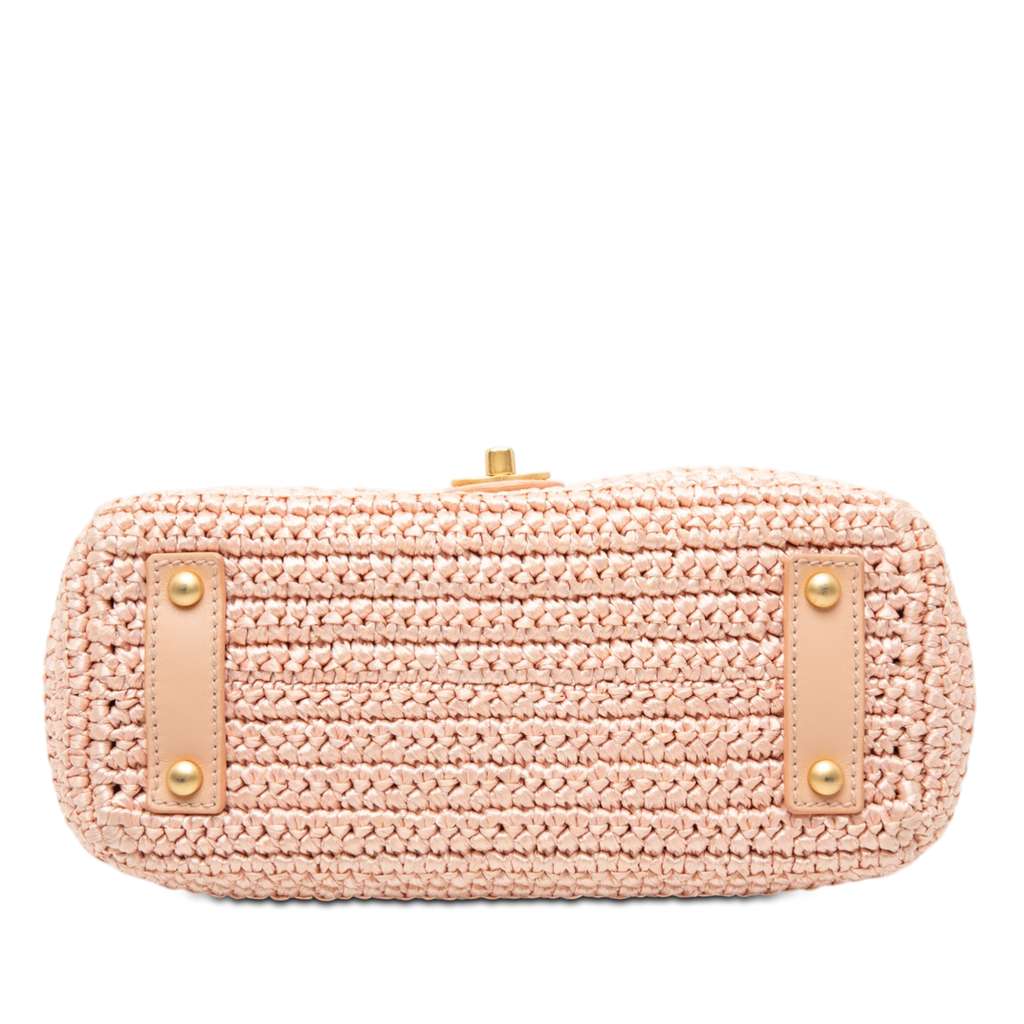 Chanel CC Woven Raffia Flap Pink Good condition - Inside View