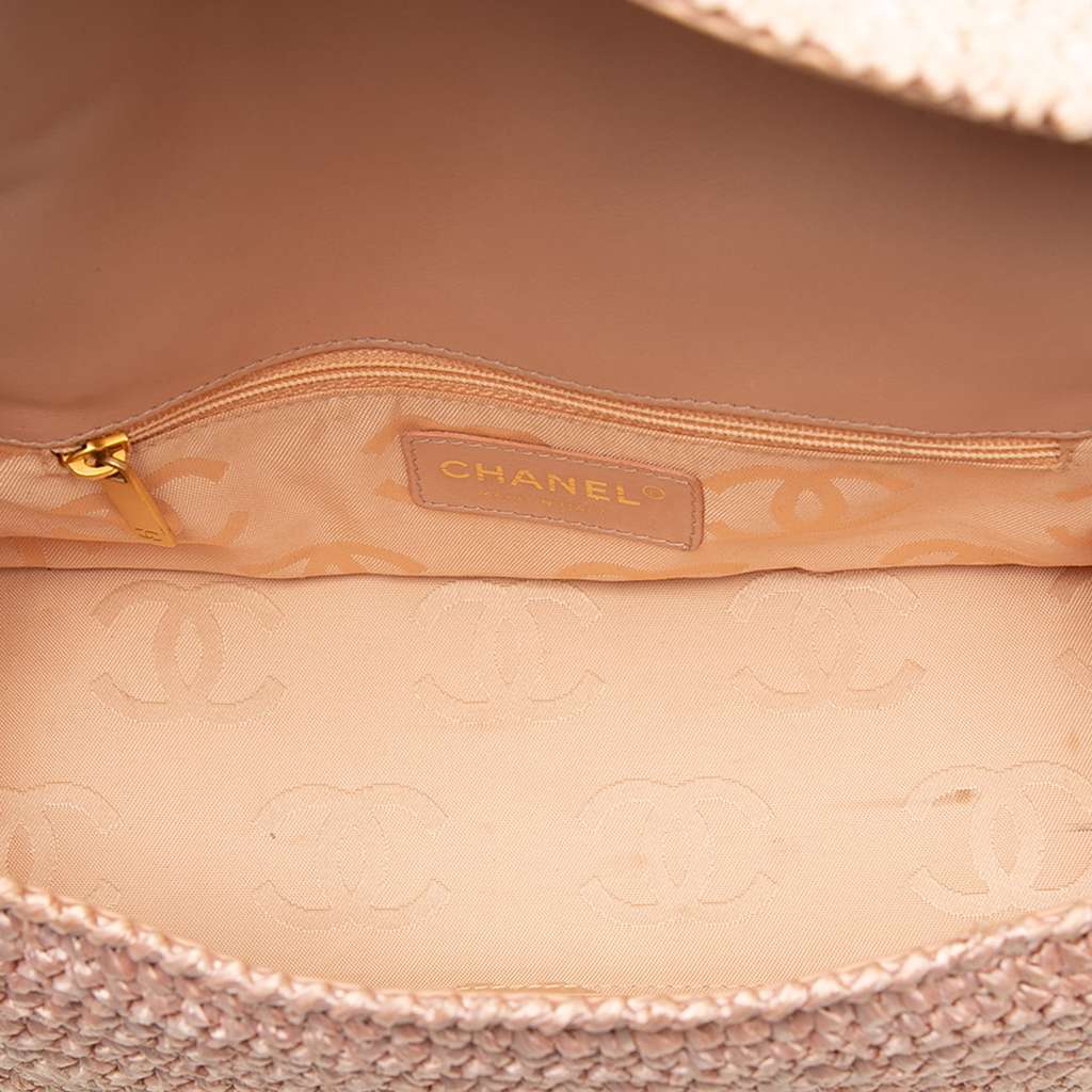 Chanel CC Woven Raffia Flap Pink Good condition - Model View