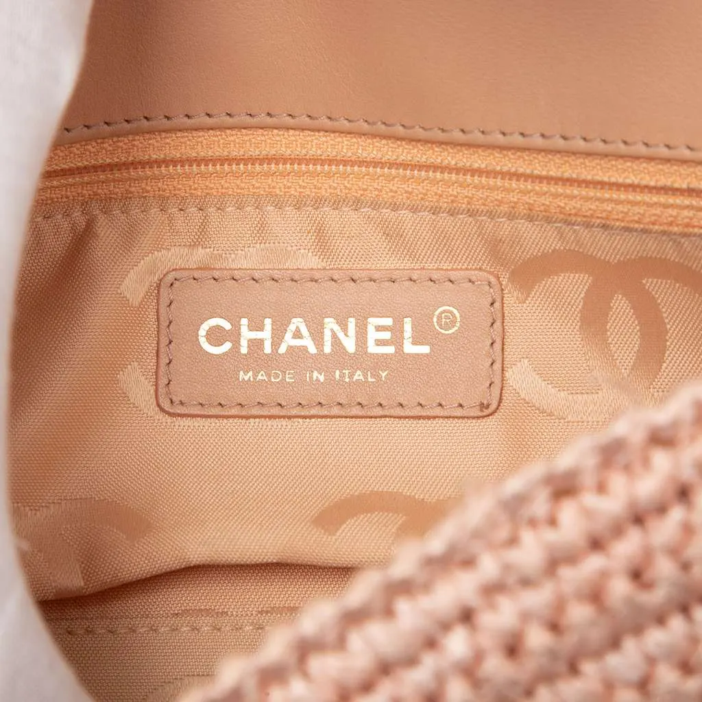 Chanel CC Woven Raffia Flap Pink Very good - Box View