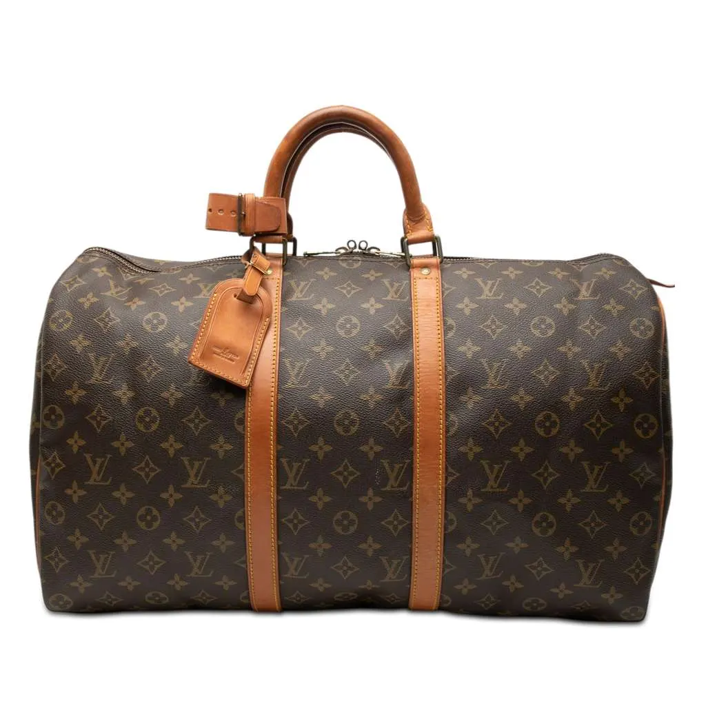 Louis Vuitton Monogram Keepall 50 Brown Good - Front View