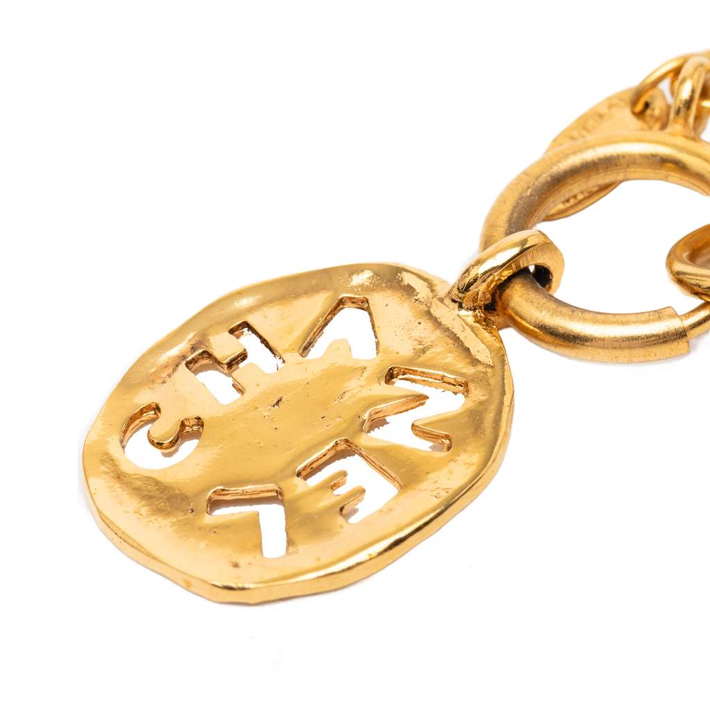 Chanel Gold Plated Cut Out Logo Pendant Necklace Gold Metal Good condition - Back View