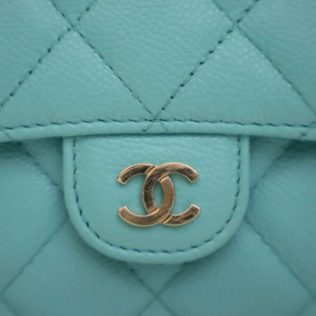 Chanel CC Quilted Caviar Flap Phone Holder Wallet on Chain Blue Leather Good condition - Box View