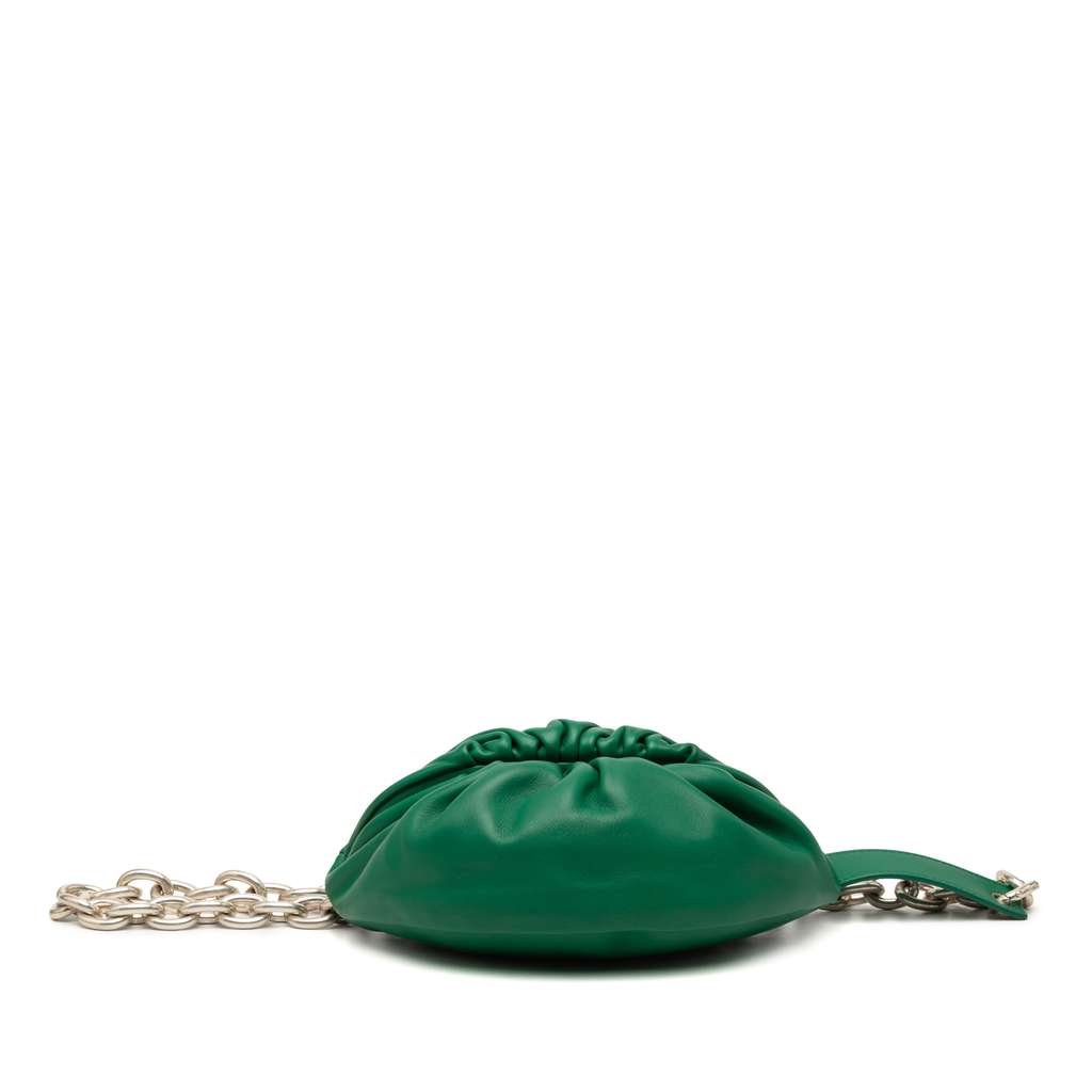 Bottega Veneta Lambskin Belt Chain Pouch Green Leather Good condition - Inside View