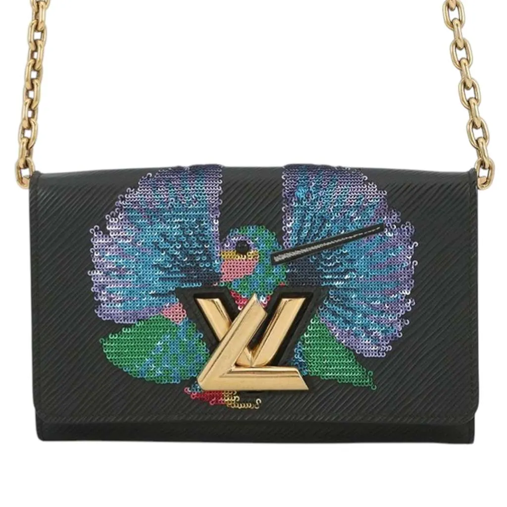 Louis Vuitton Epi Sequin Bird Twist Wallet On Chain Black Leather Very good - Front View