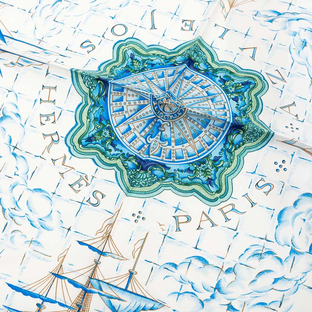 Hermès Azulejos Silk Scarf Blue Silk Very good condition - Inside View