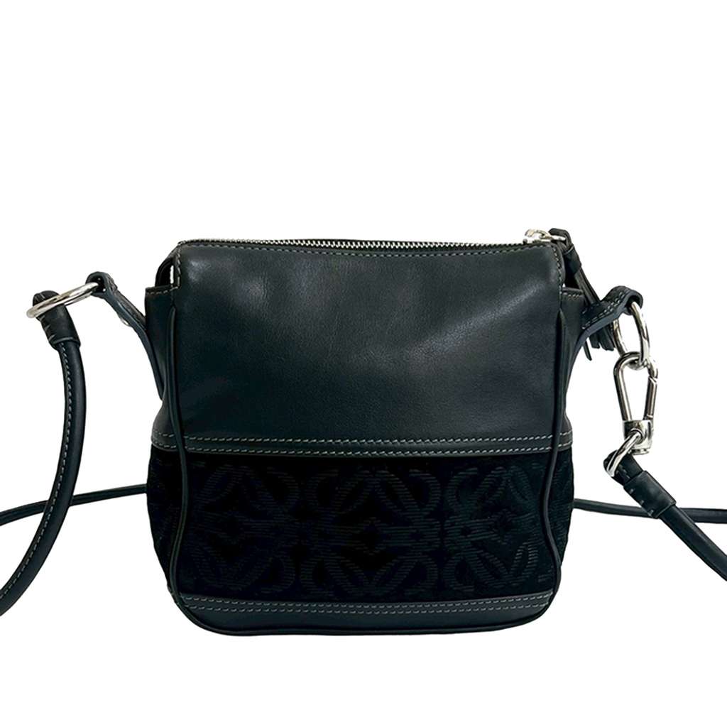 Loewe Anagram Leather and Suede Crossbody Black Leather Good condition - Back View