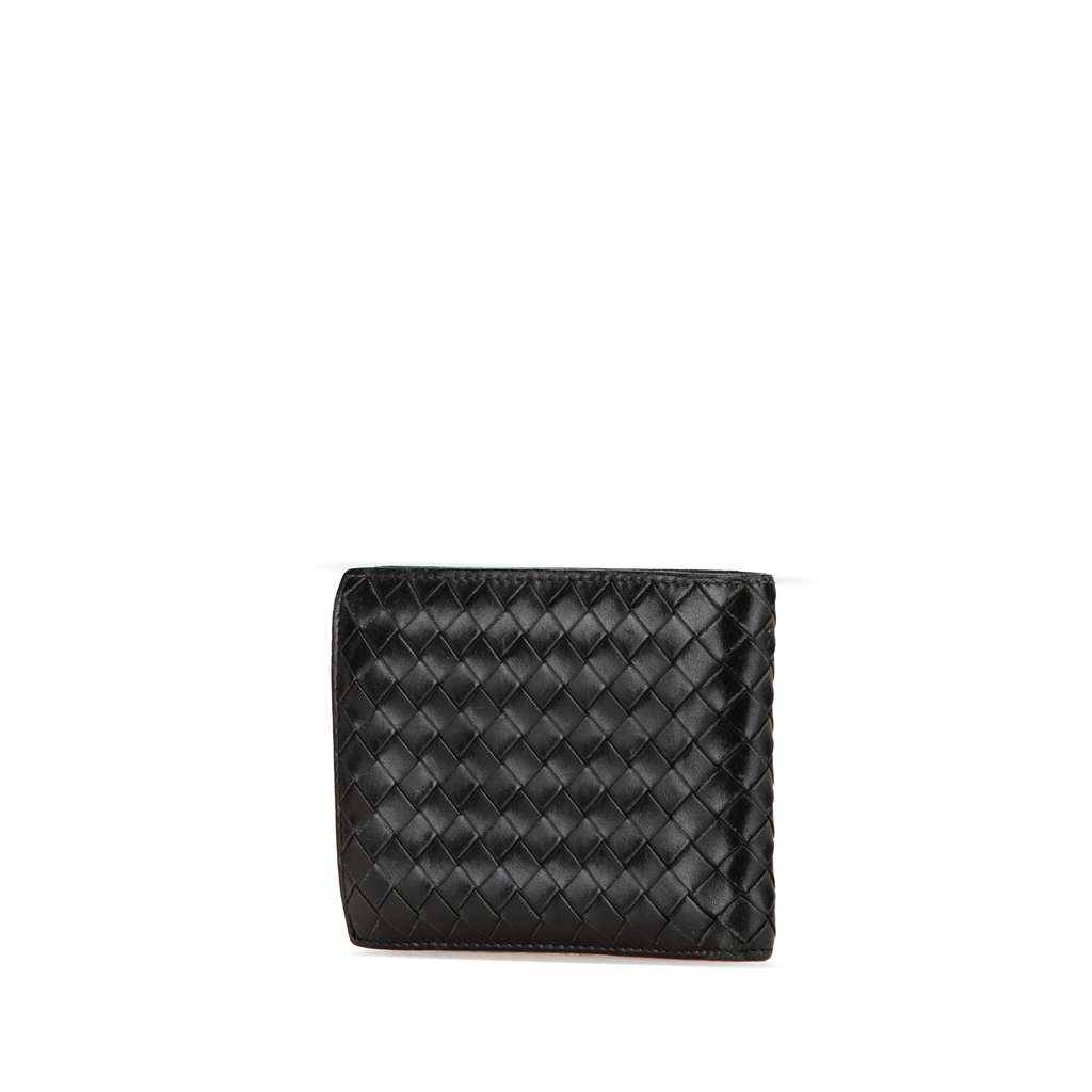 Bottega Veneta Leather Intrecciato Bifold Wallet Black Leather Good condition - Back View