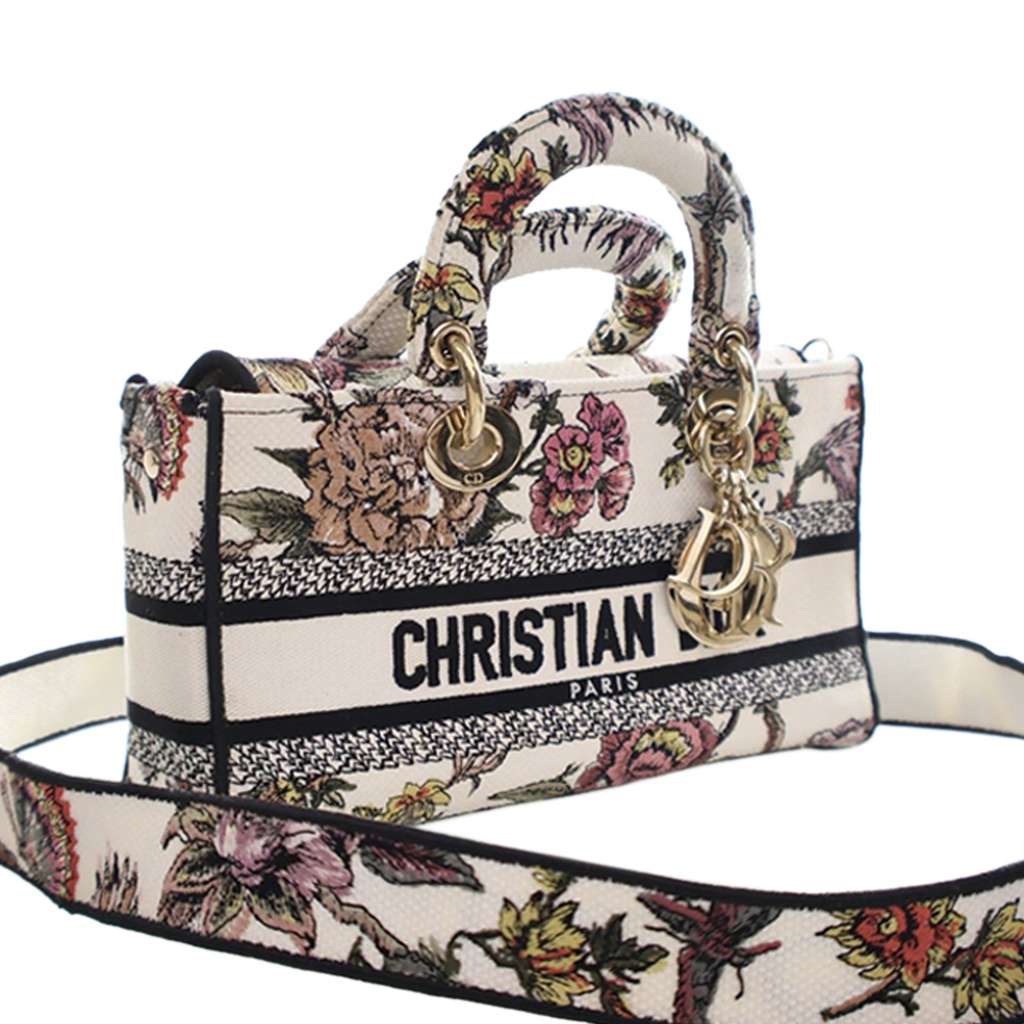 Dior Medium Embroidered Floral Canvas Lady D Joy White Canvas Good condition - Inside View