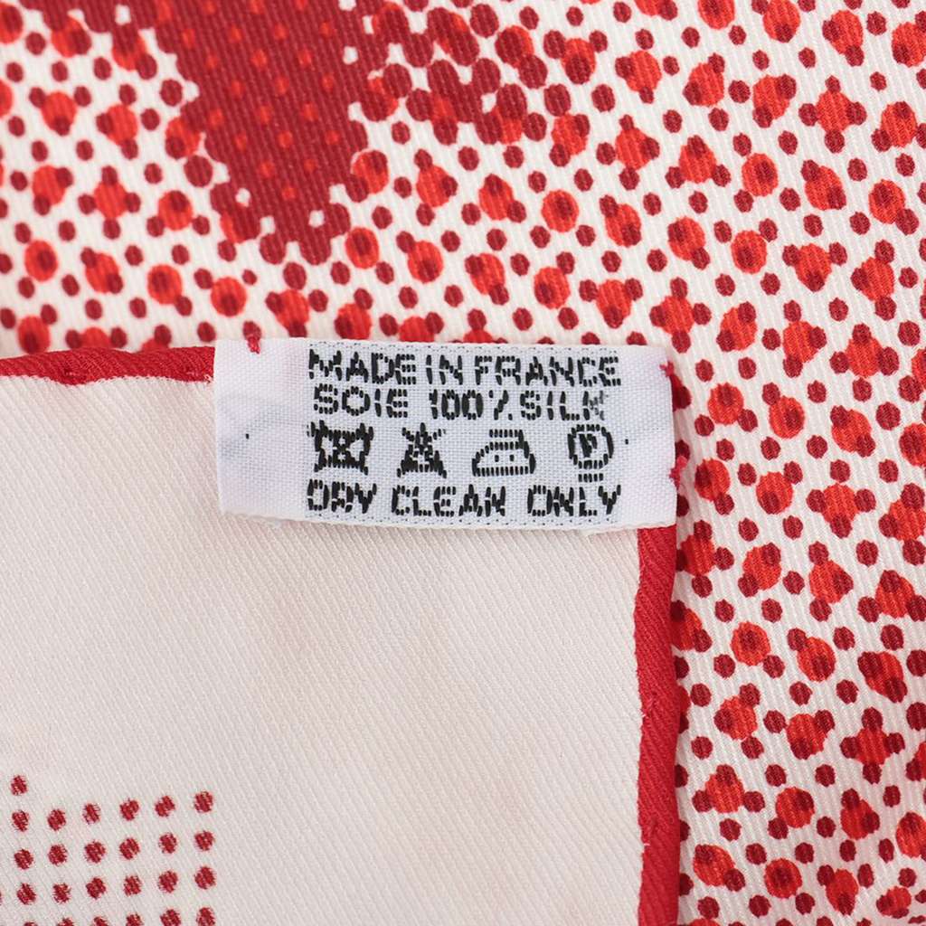 Hermès Fantaisie a Cheval Silk Scarf 70 Red Silk Good condition - Back View
