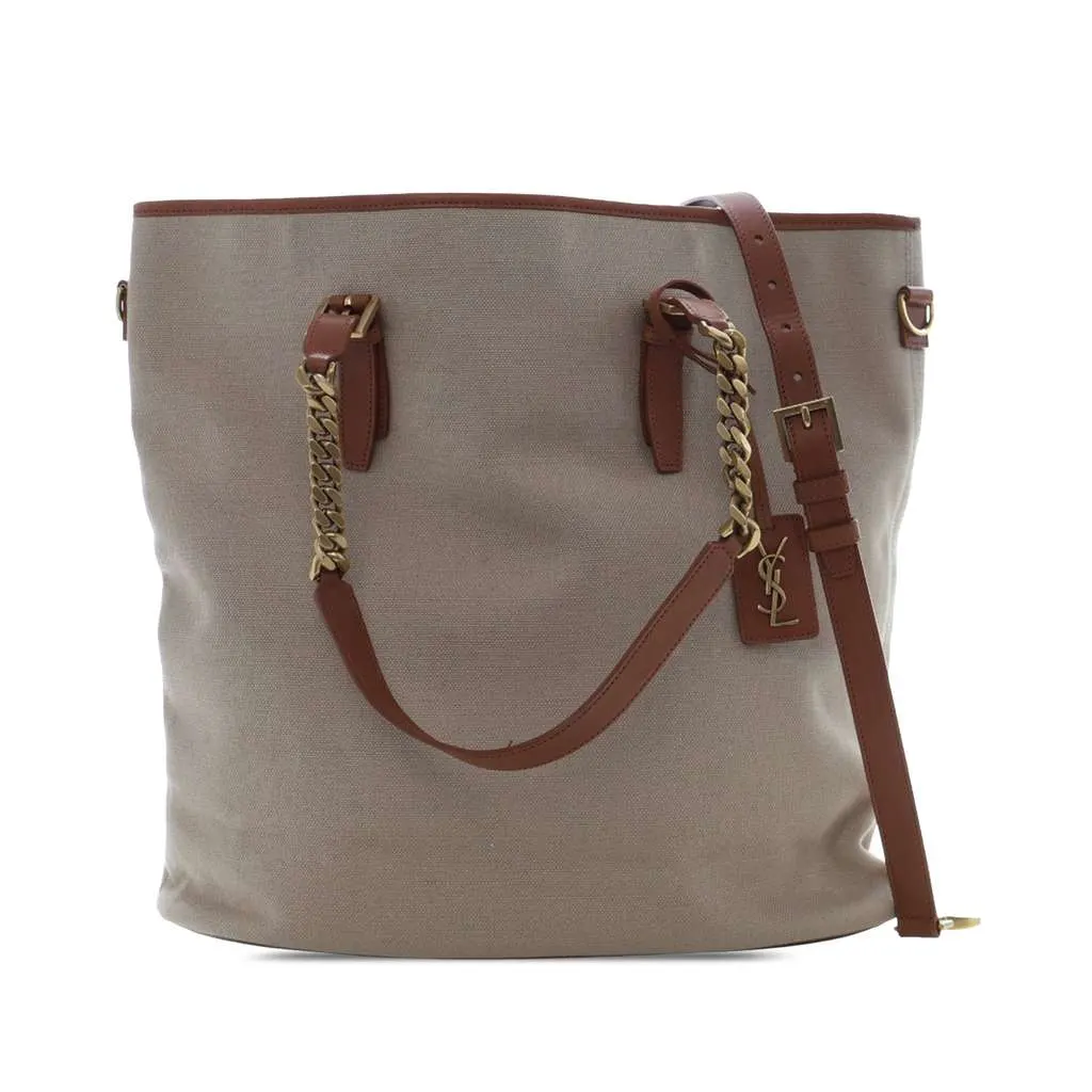 Saint Laurent Large Canvas Shopping Tote Brown Canvas Very good - Front View