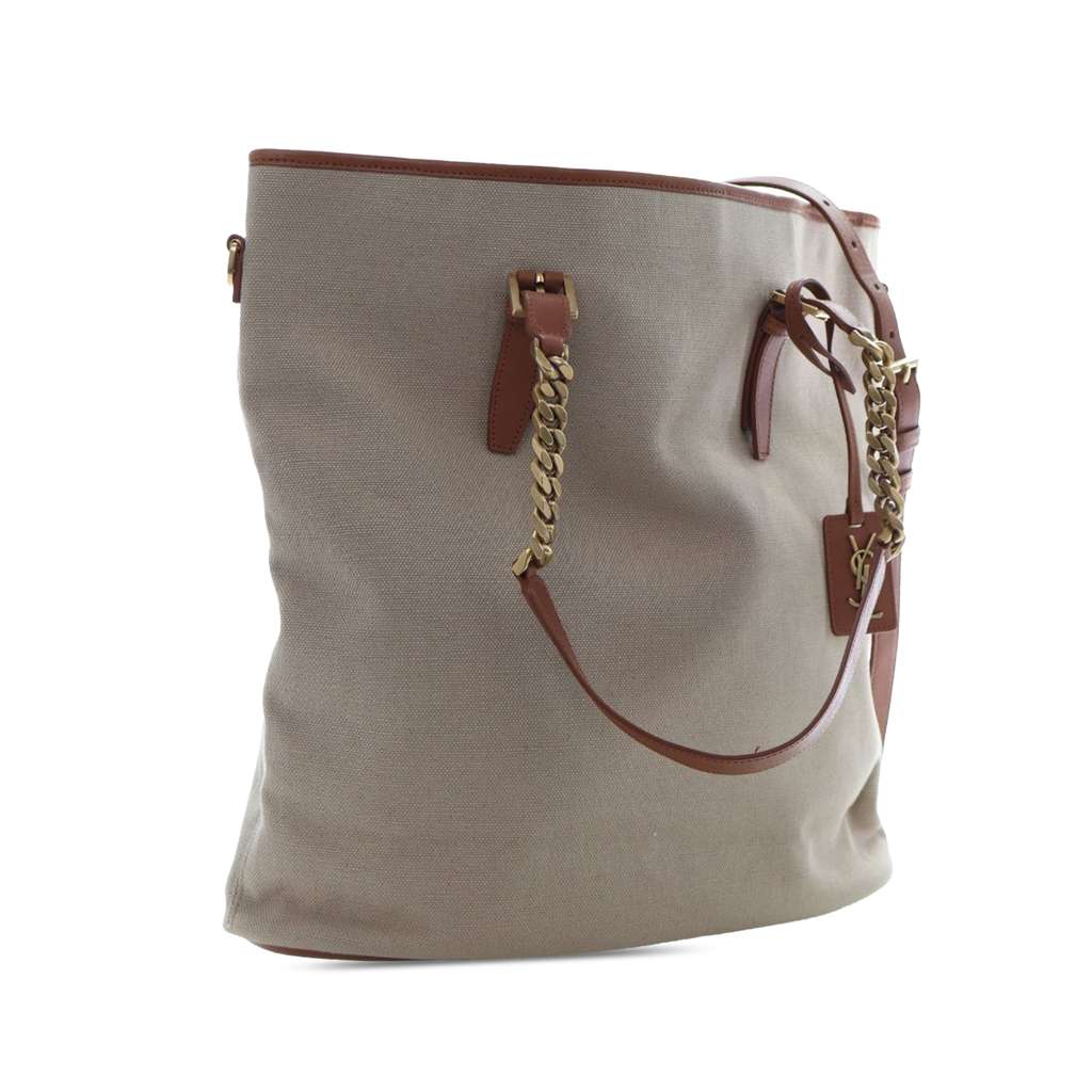 Saint Laurent Large Canvas Shopping Tote Brown Canvas Good condition - Back View