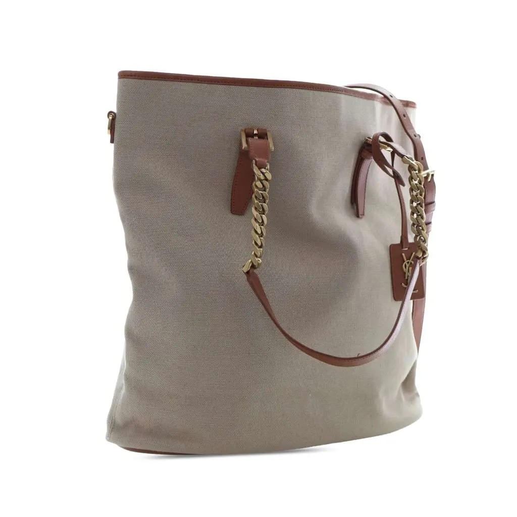 Saint Laurent Large Canvas Shopping Tote Brown Canvas Very good - Back View