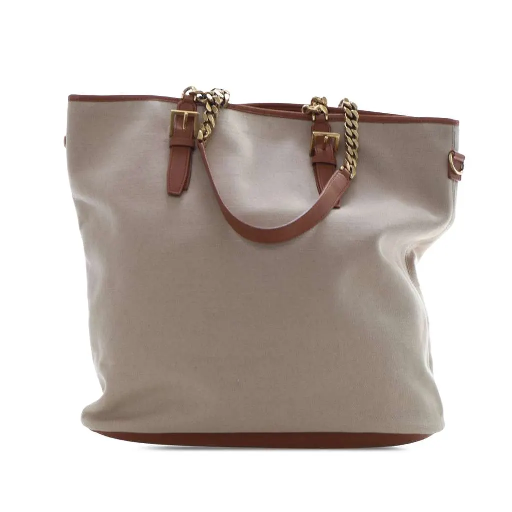 Saint Laurent Large Canvas Shopping Tote Brown Canvas Very good - Inside View