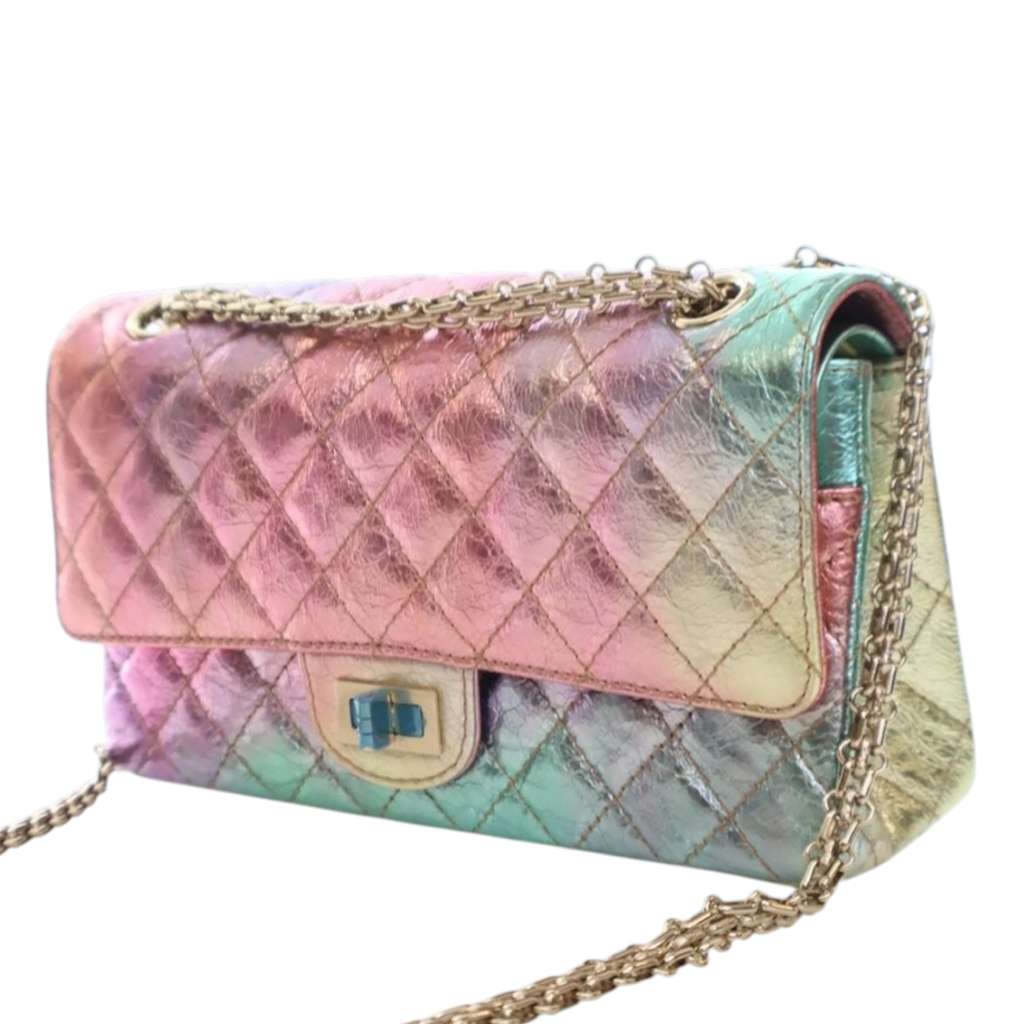 Chanel Rainbow Metallic Quilted Goatskin Reissue 2.55 Double Flap Pink Leather Very good condition - Inside View