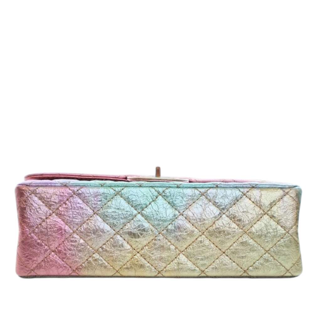 Chanel Rainbow Metallic Quilted Goatskin Reissue 2.55 Double Flap Pink Leather Very good condition - Box View