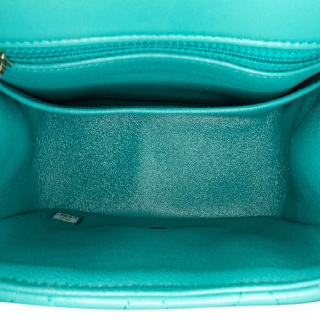 Chanel Mini Square Classic Lambskin Single Flap Blue Leather Good condition - Model View