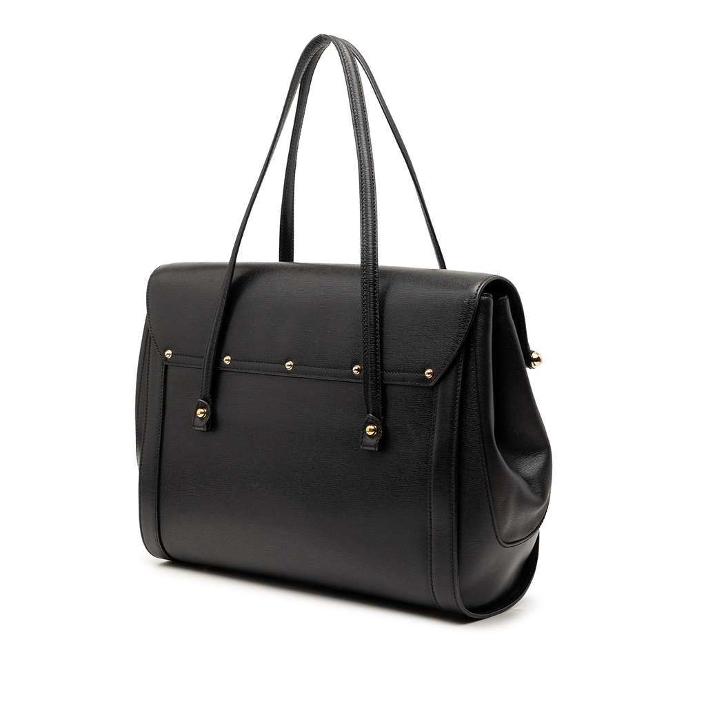 Gucci Large Leather Bamboo Bullet Tote Black Leather Good condition - Back View