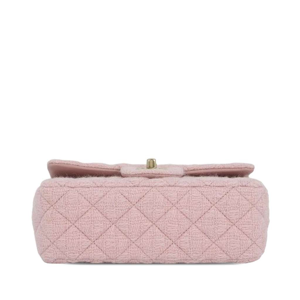 Chanel Mini Classic Rectangular Tweed Single Flap Pink Tweed Good condition - Inside View