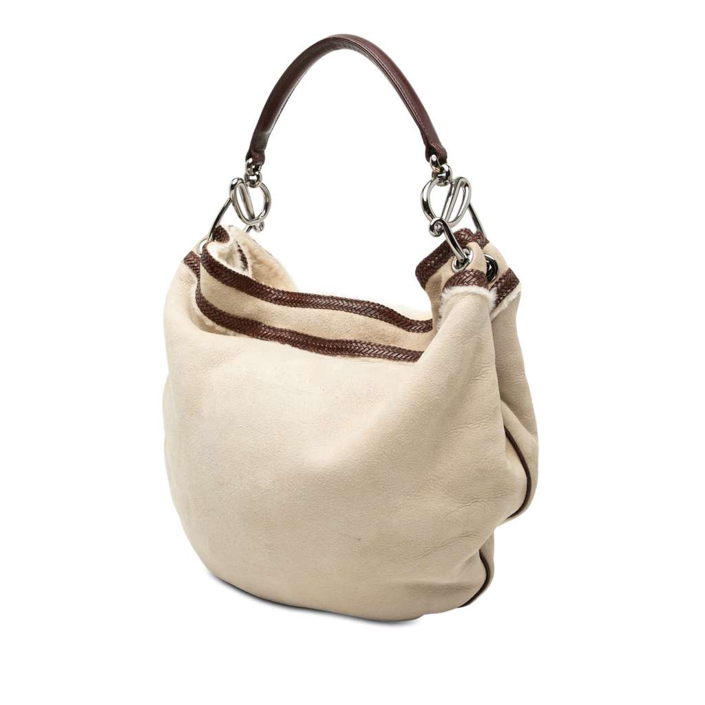 Loewe Leather Trimmed Suede Hobo Brown Leather Good condition - Back View