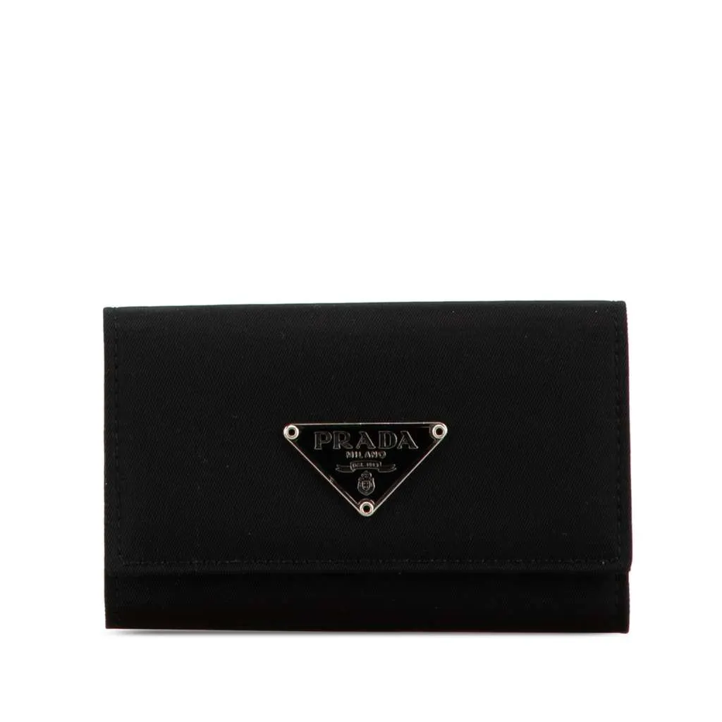 Prada Tessuto Key Holder Black Good - Front View