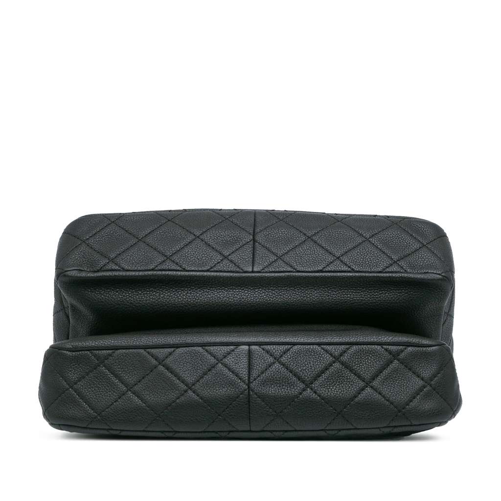 Chanel Jumbo Quilted Caviar Double Compartment Chain Flap Black Leather Good condition - Inside View