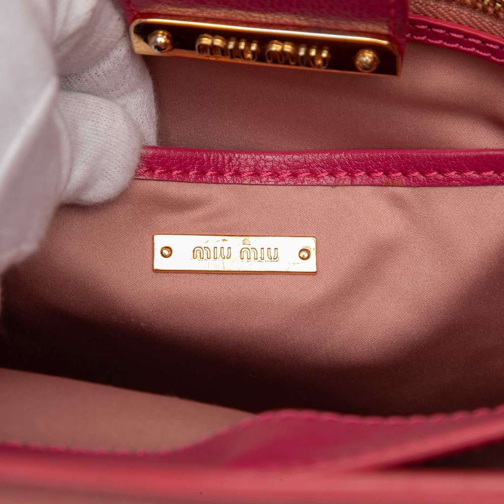Miu Miu Bicolor Madras Leather Convertible Lock Tote Pink Leather Good condition - Box View
