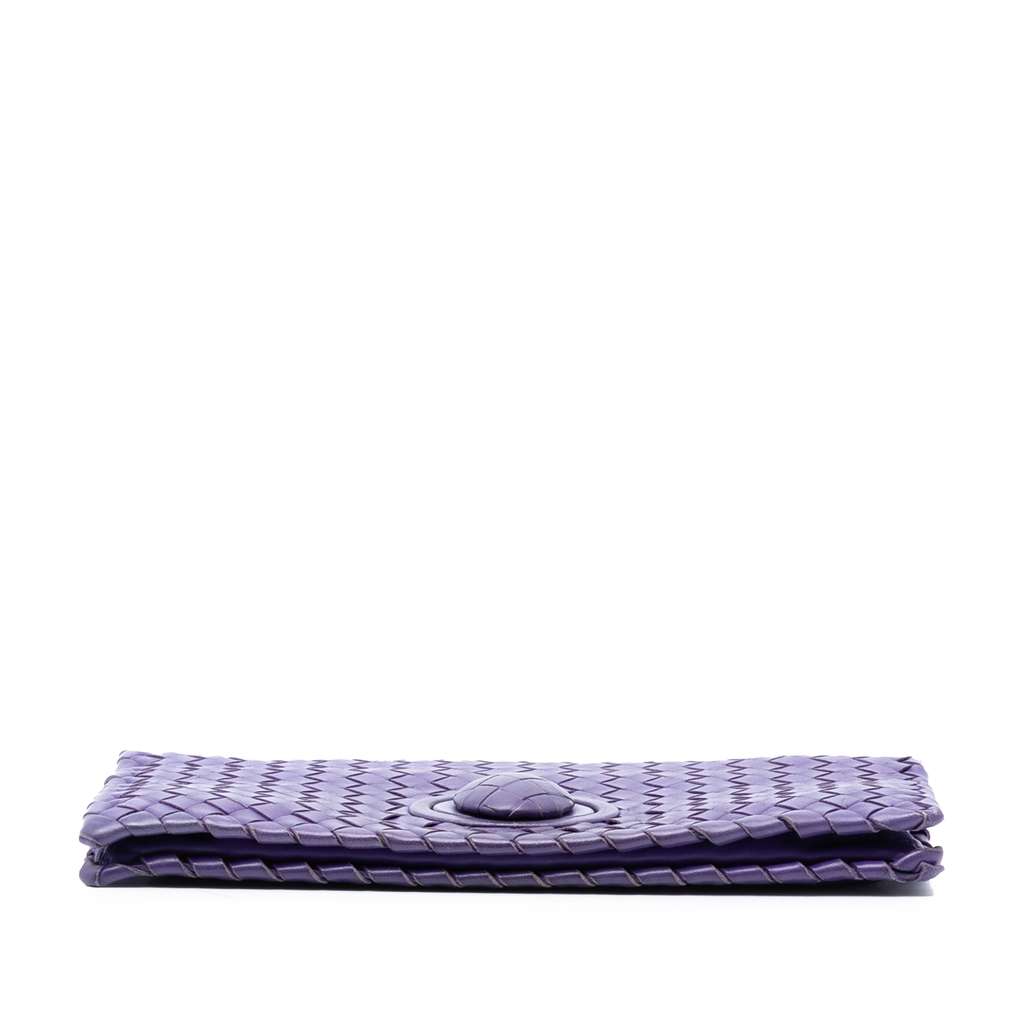 Bottega Veneta Nappa Intrecciato Turn Lock Clutch Purple Leather Good condition - Inside View
