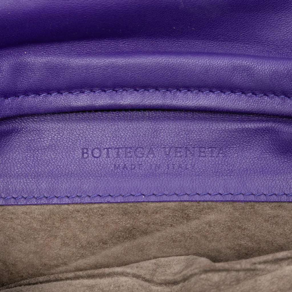 Bottega Veneta Nappa Intrecciato Turn Lock Clutch Purple Leather Good condition - Box View