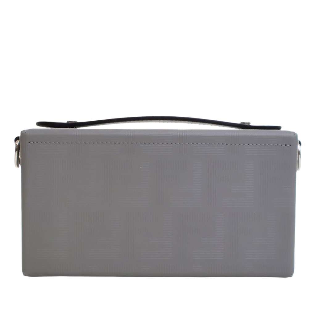 Fendi Zucca Calfskin Soft Trunk Baguette Satchel Grey Leather Good condition - Model View