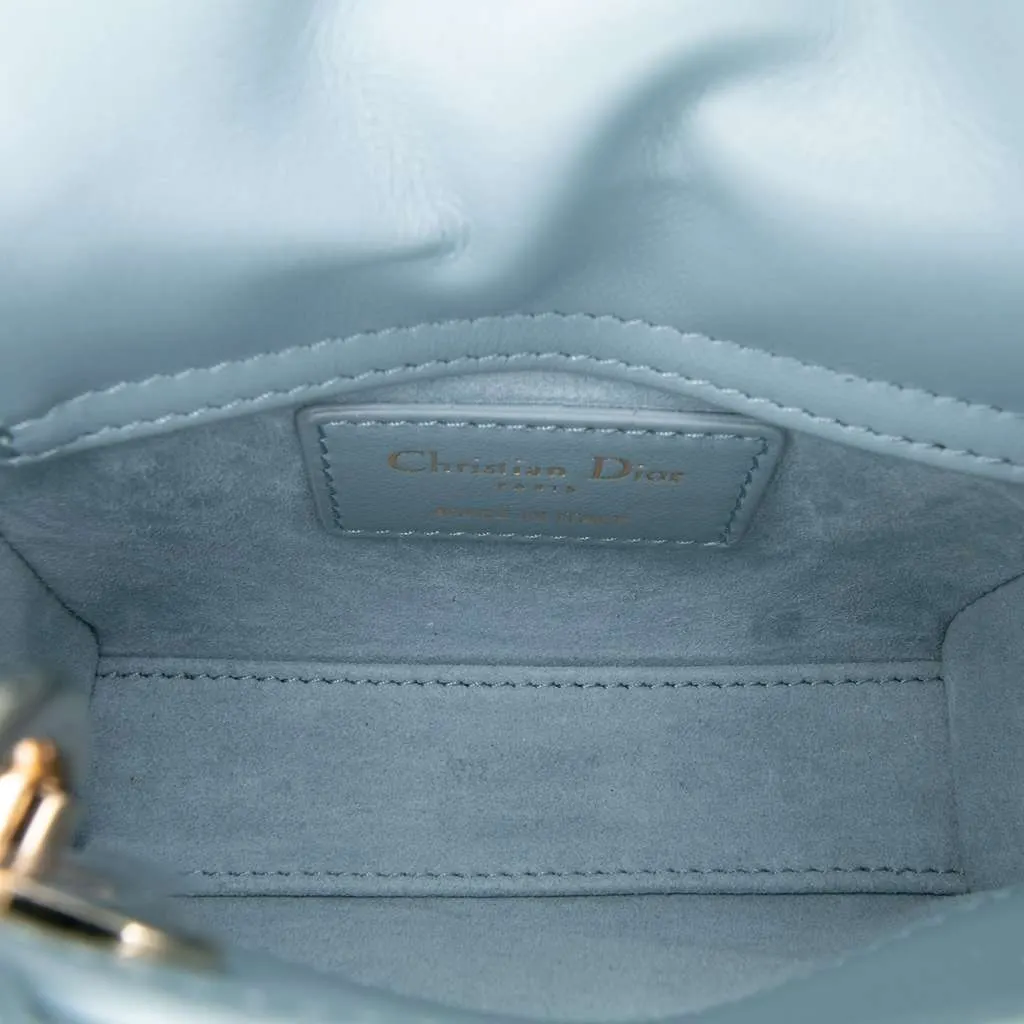 Dior Micro Leather Sequined and Beaded Embellishment Lady Dior Blue Leather Good - Box View