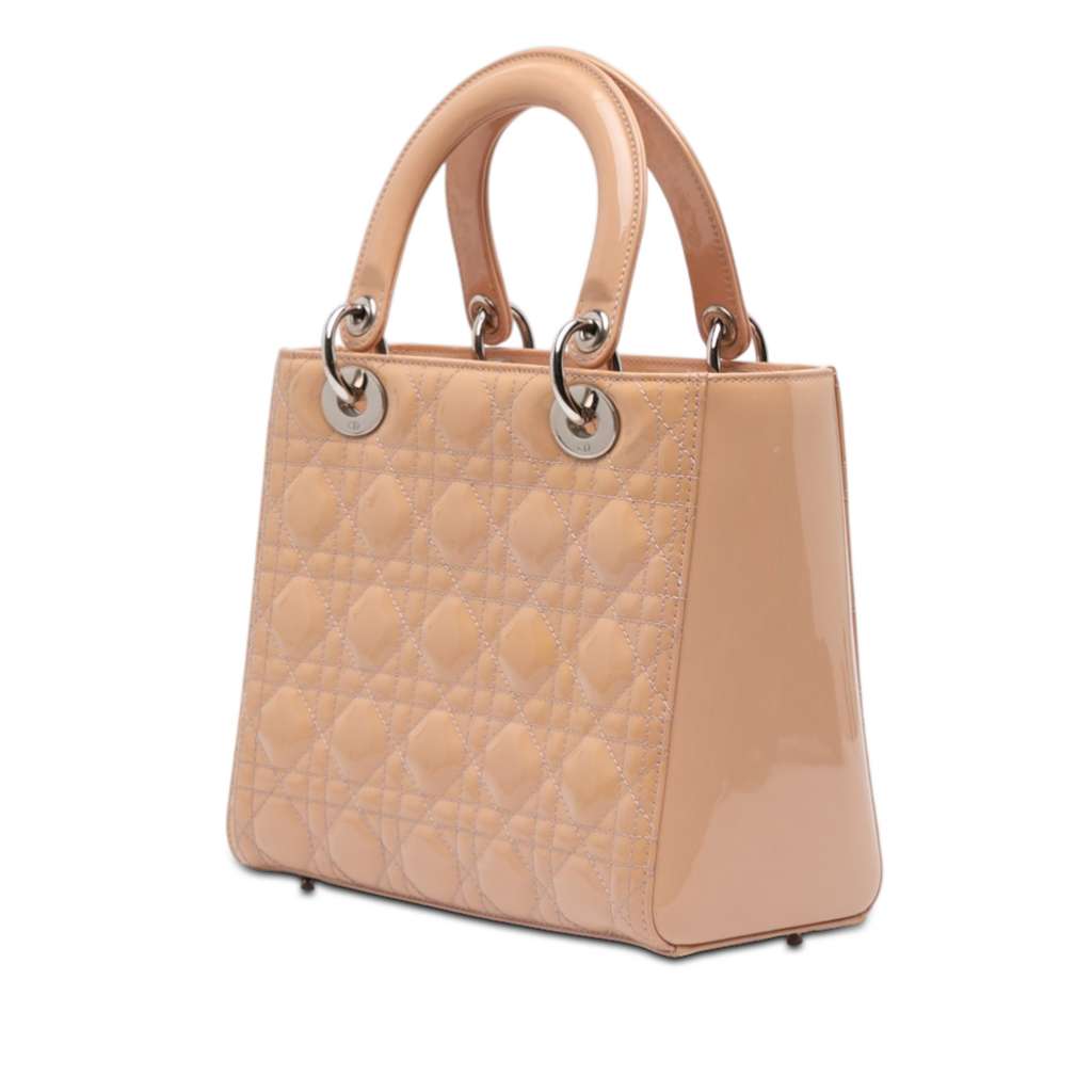 Dior Medium Patent Cannage Lady Dior Brown Leather Fair condition - Back View