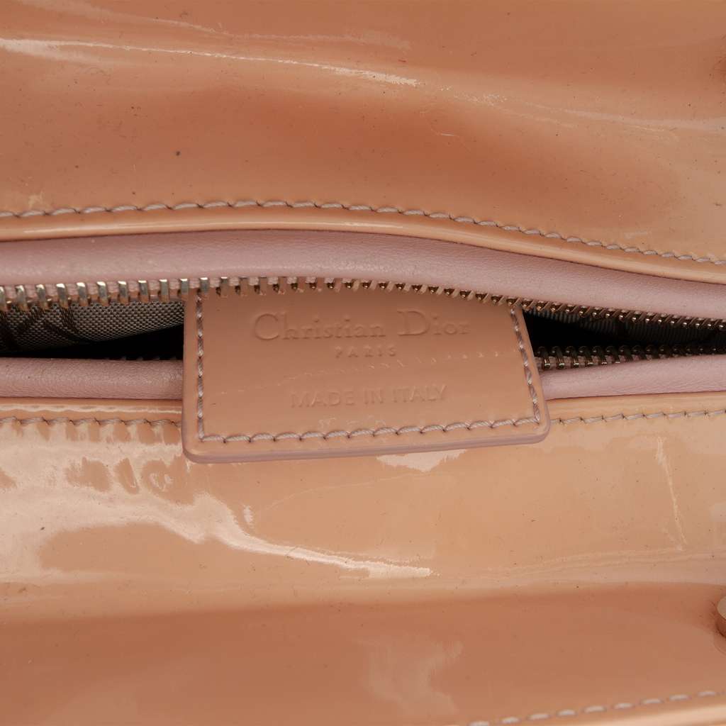 Dior Medium Patent Cannage Lady Dior Brown Leather Fair condition - Box View