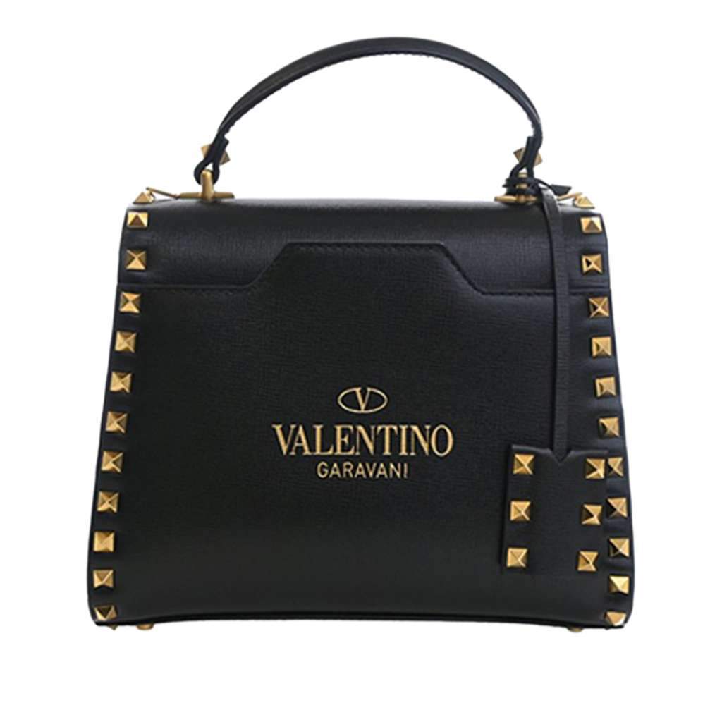 Valentino Small Leather Rockstud Alcove Top Handle Bag Black Leather Good condition - Model View