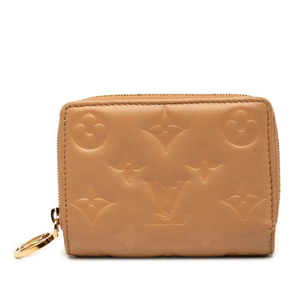 Louis Vuitton Monogram Embossed Lambskin Lou Coussin Wallet Brown Leather Very good - Front View