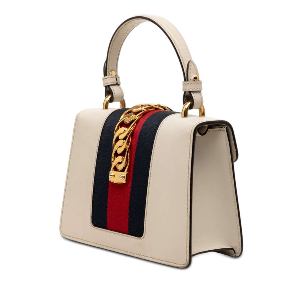 Gucci Mini Calfskin Sylvie Satchel White Leather Good condition - Back View