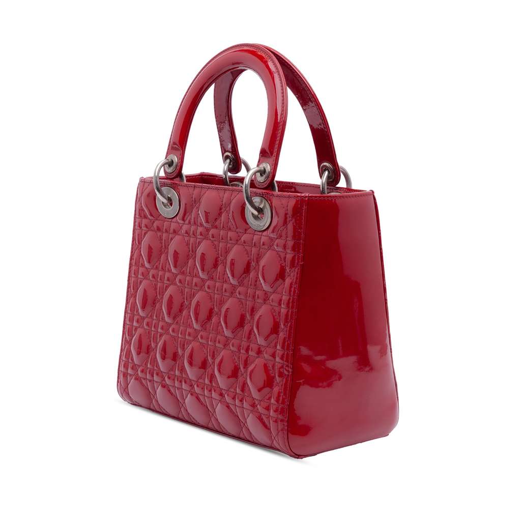 Dior Medium Patent Cannage Lady Dior Red Leather Good condition - Back View